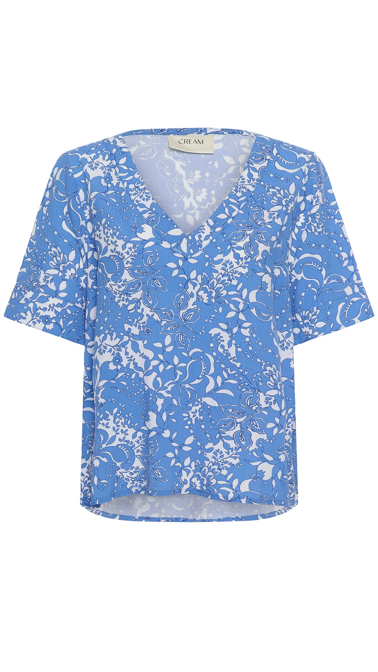 Floral print v-neck blouse | Blue | by Cream