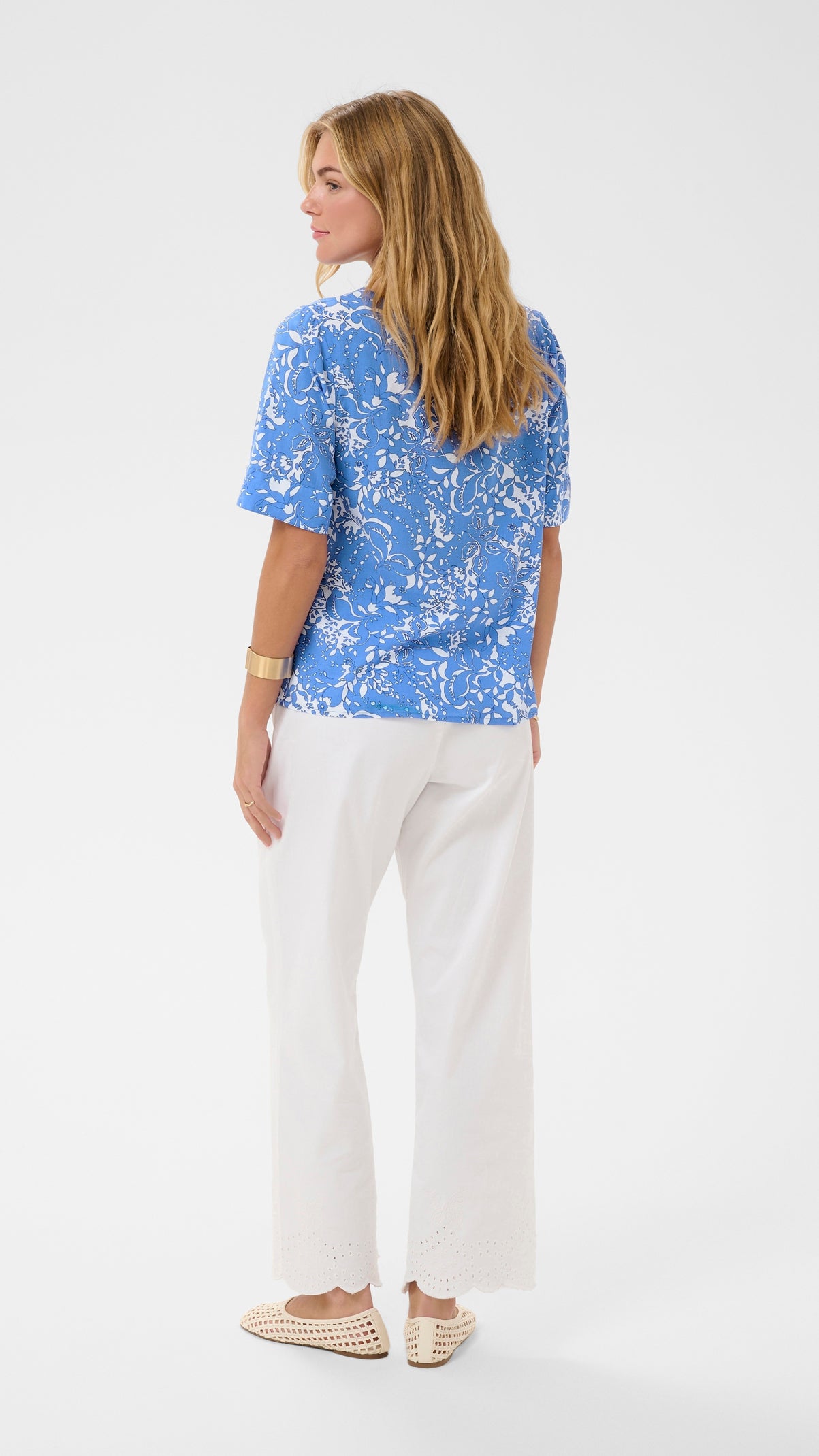 Floral print v-neck blouse | Blue | by Cream