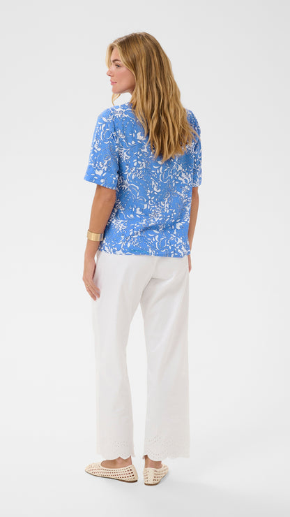 Floral print v-neck blouse | Blue | by Cream