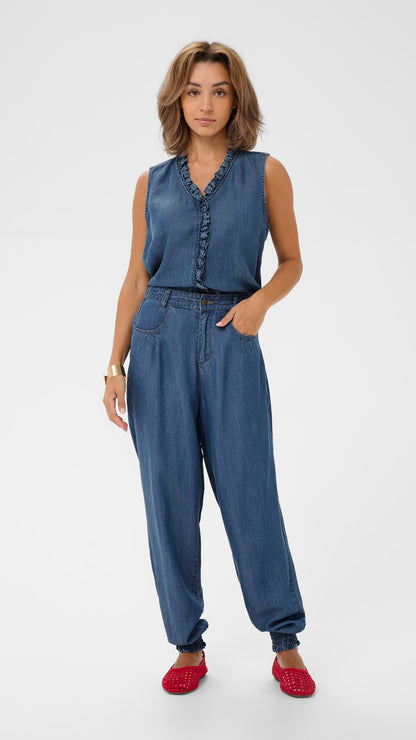 Chambray cuffed harem pants | Mid Denim | by Cream