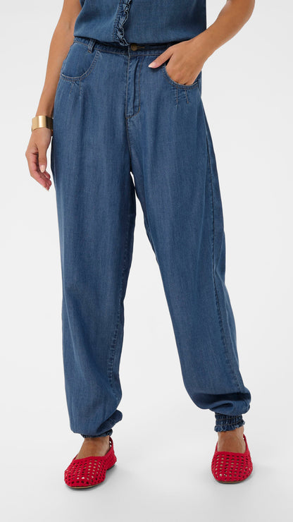 Chambray cuffed harem pants | Mid Denim | by Cream