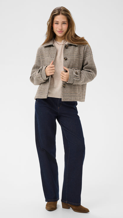 Check cropped trench jacket | by Cream
