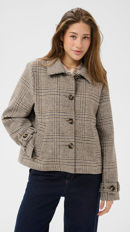 Check cropped trench jacket | by Cream