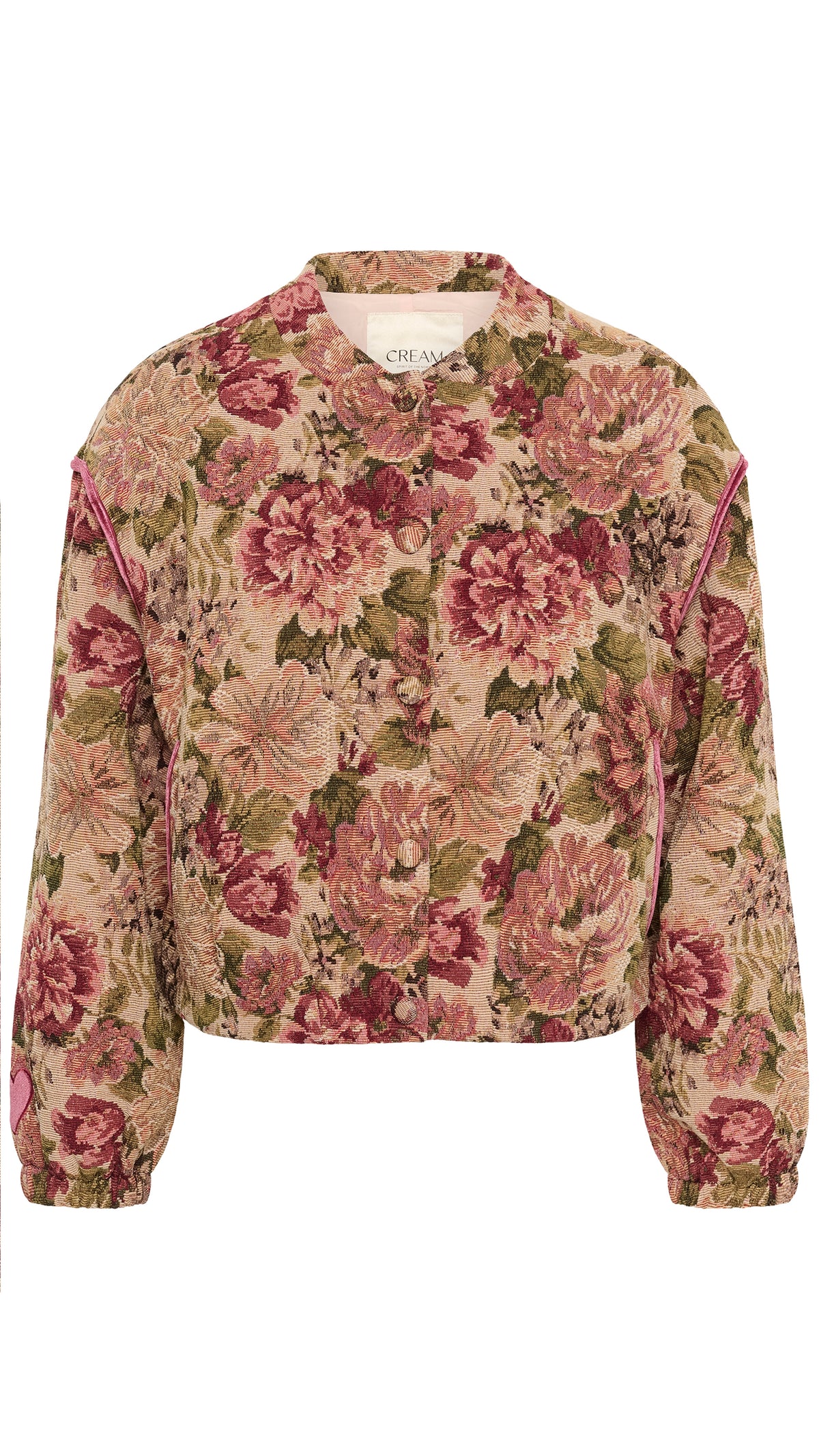 Vintage rose tapestry bomber jacket | by Cream