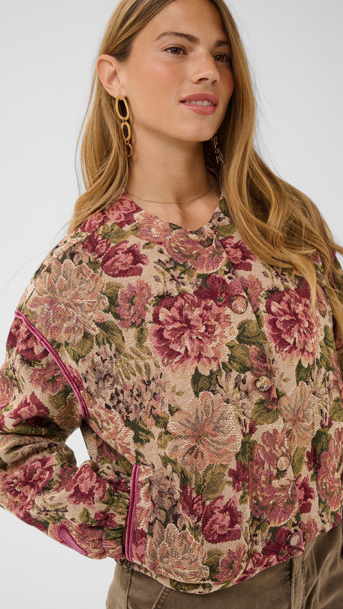 Vintage rose tapestry bomber jacket | by Cream