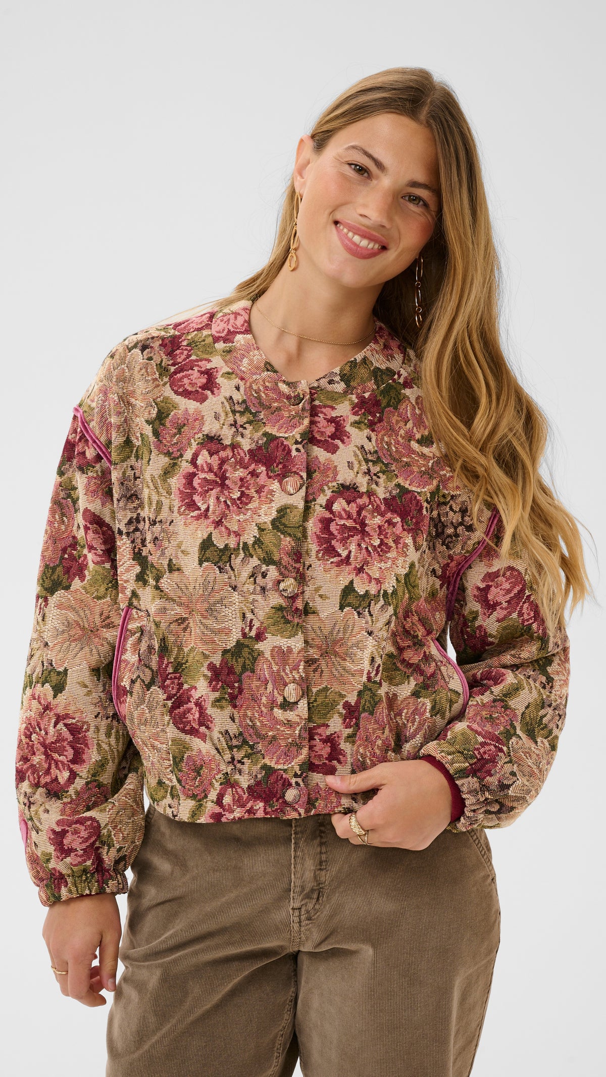 Vintage rose tapestry bomber jacket | by Cream