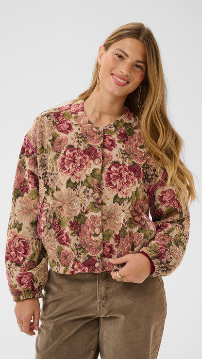 Vintage rose tapestry bomber jacket | by Cream