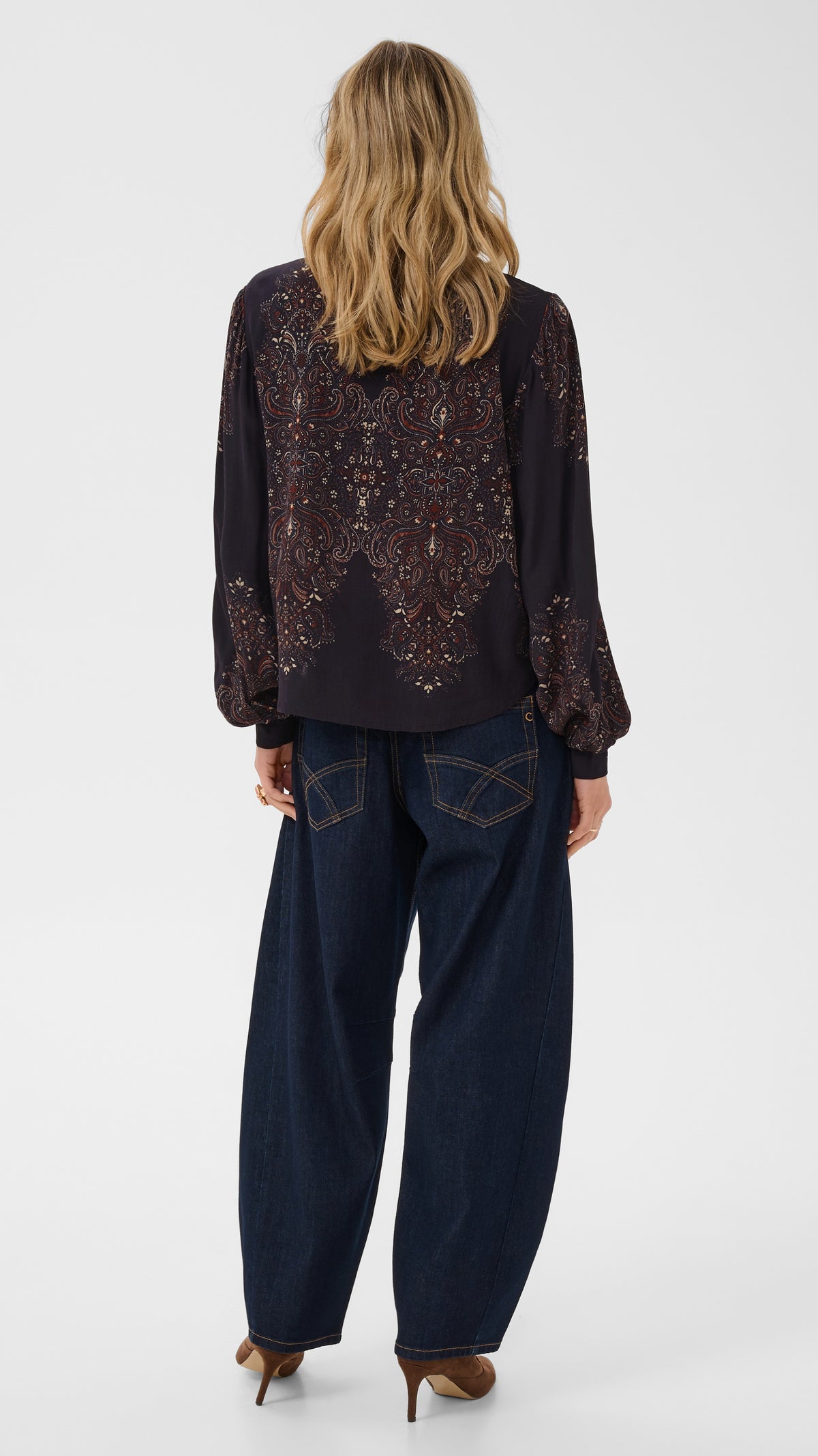 Ethnic floral print button-through shirt | Black | by Cream