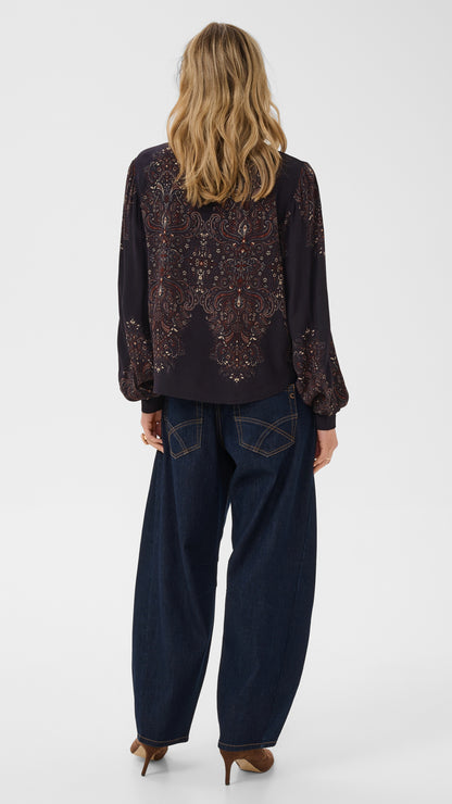 Ethnic floral print button-through shirt | Black | by Cream