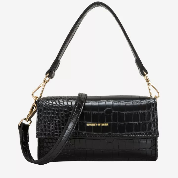 Croc textured flap over shoulder/crossbody bag | 2 Colours| by Every Other