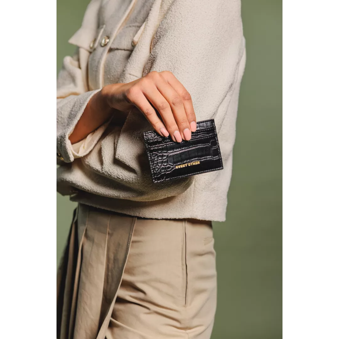 Croc textured card holder | Black | by Every Other