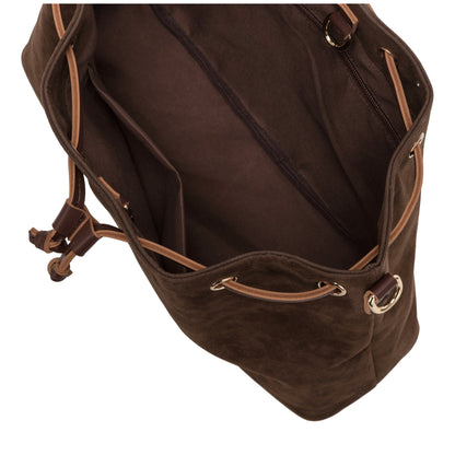 Faux suede drawstring bucket bag | Brown | by Every Other