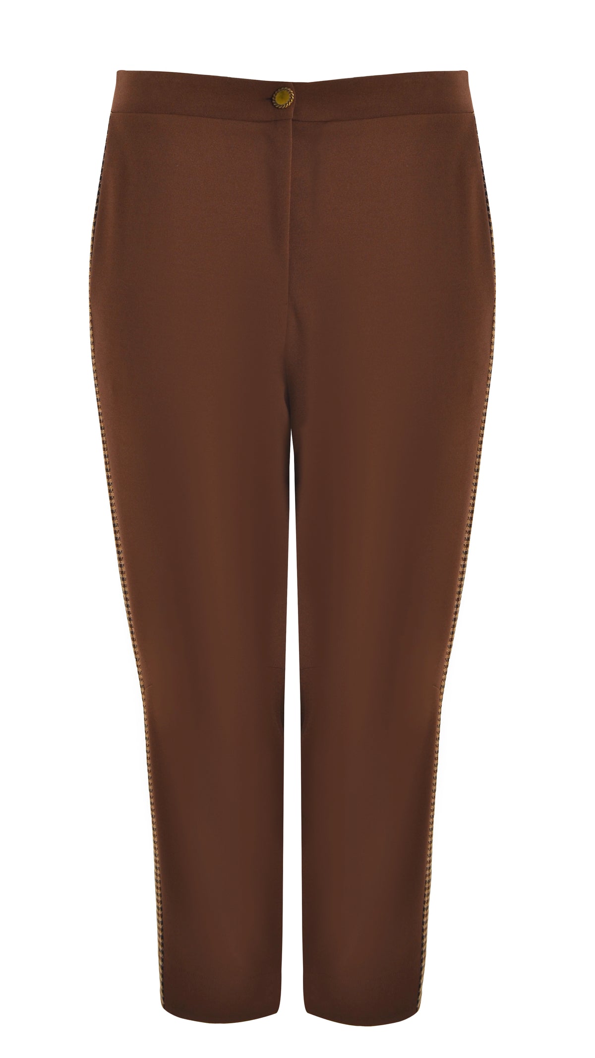 Check trimmed pull-on pant | Brown | by Mat