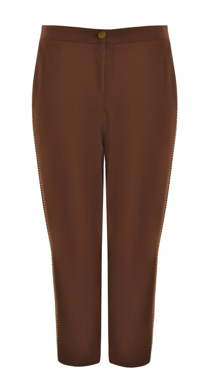 Check trimmed pull-on pant | Brown | by Mat