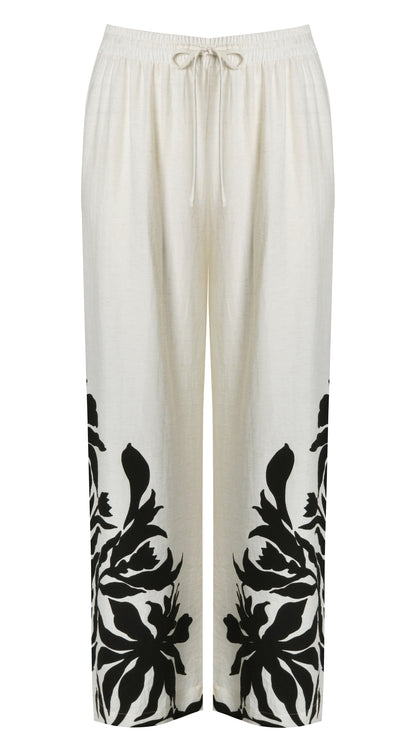 Botanical print wide-leg pants | Natural | by Mat