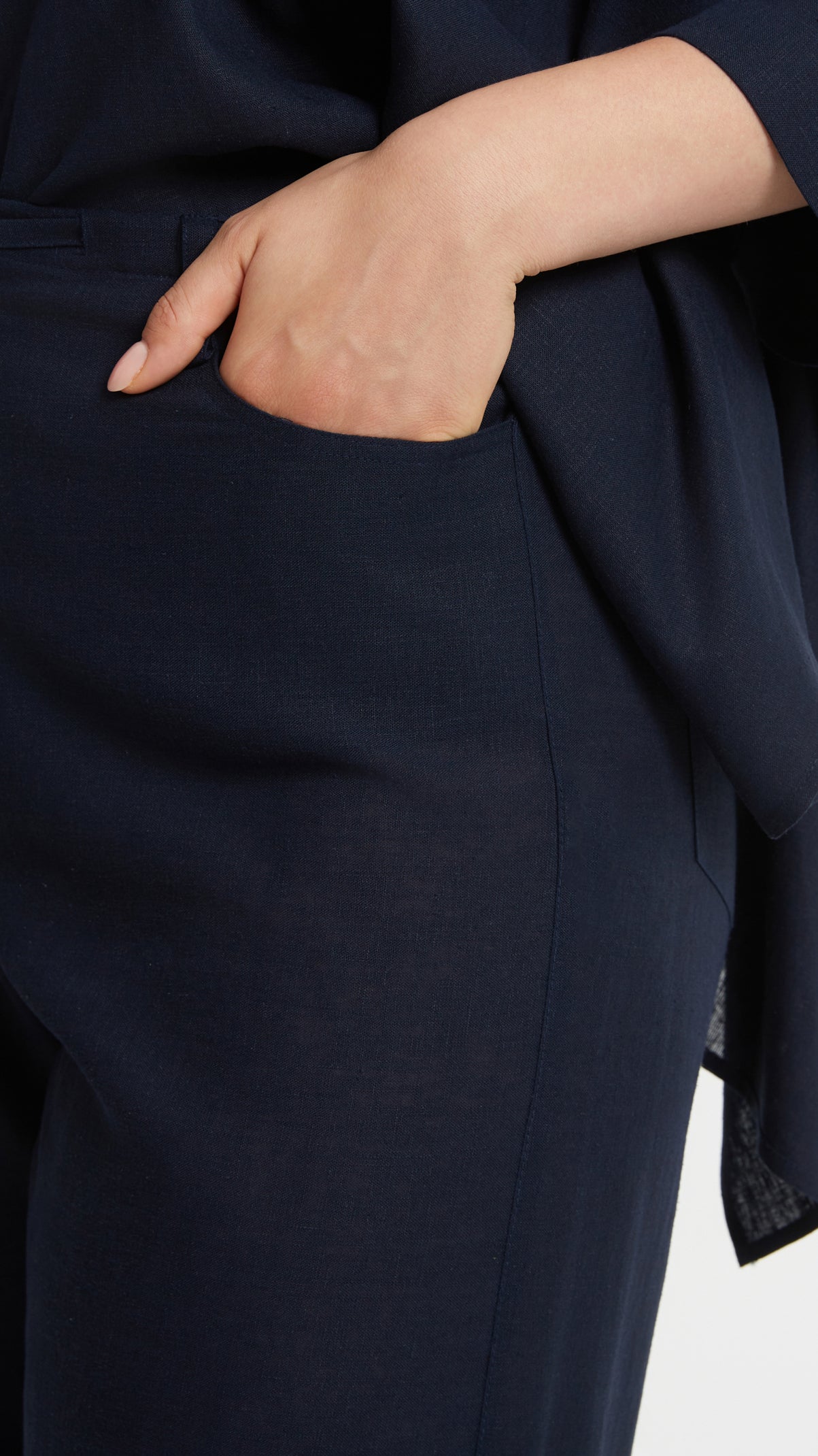 Linen mix wide-leg pants | Blue | by Mat