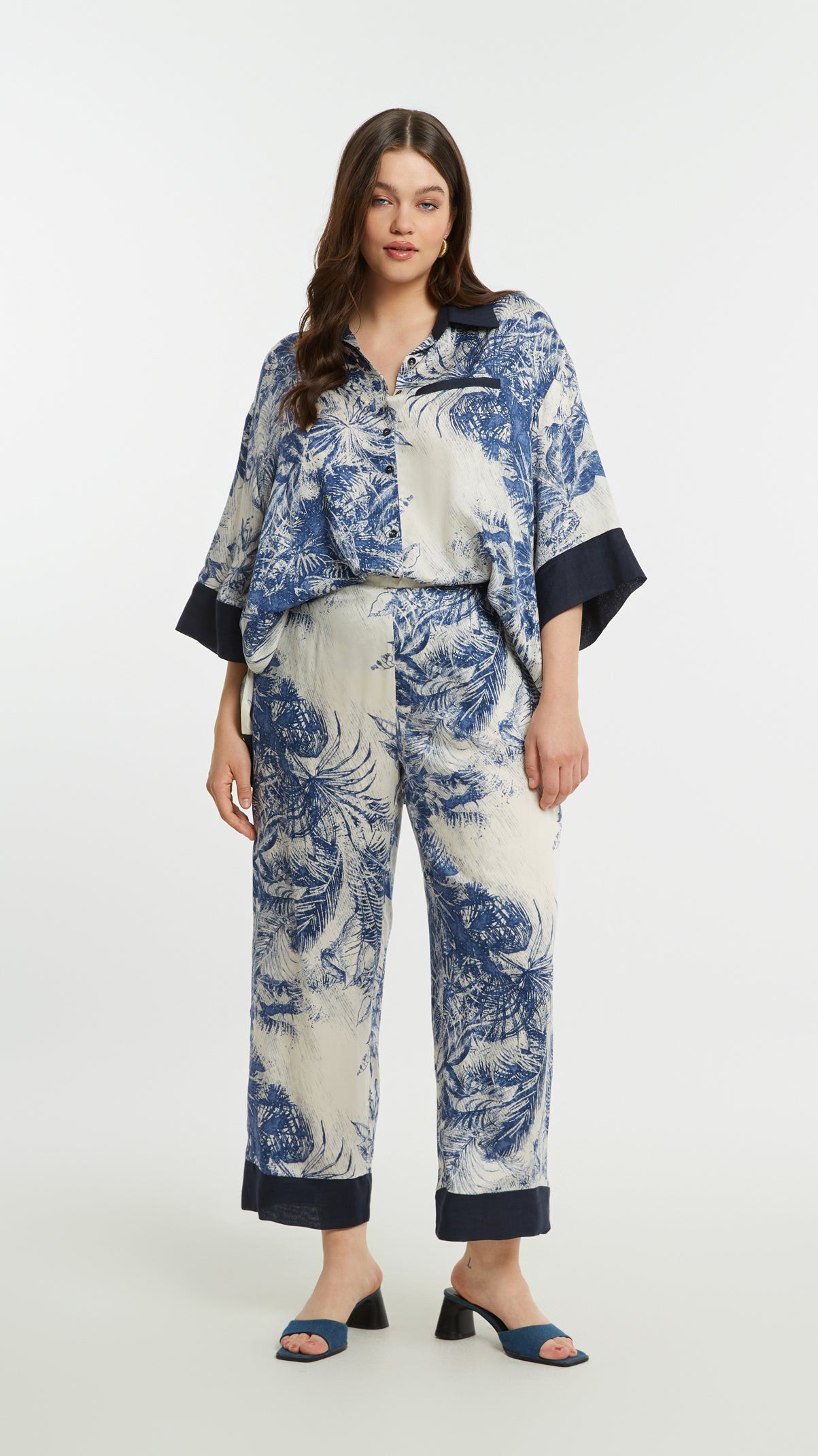 Print wide-leg pants | Blue | by Mat