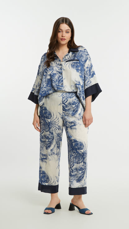 Print wide-leg pants | Blue | by Mat