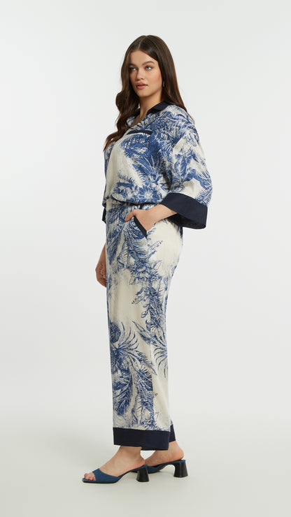 Print wide-leg pants | Blue | by Mat