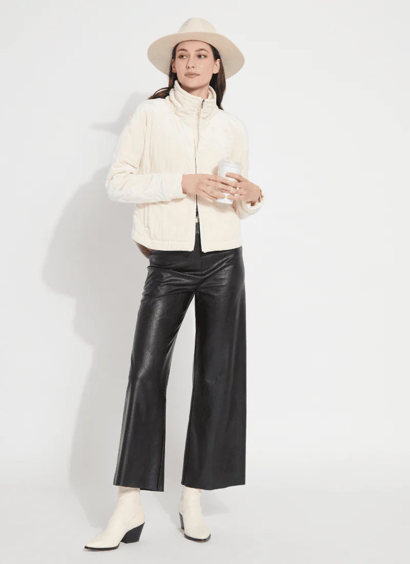 Wide-leg textured vegan leather Lysse pant (Kohl Black)