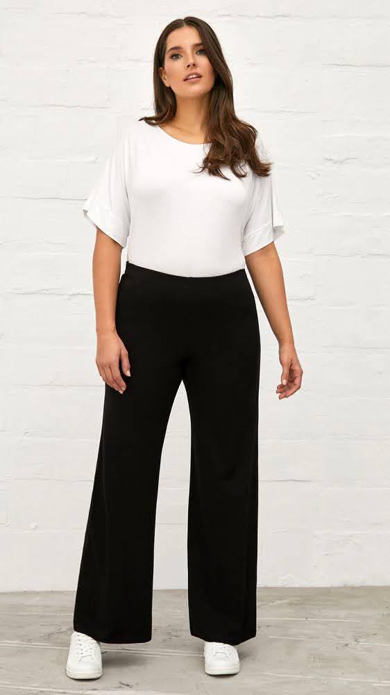 Wide-leg pull-on jersey trouser by Mat (2 Colours)