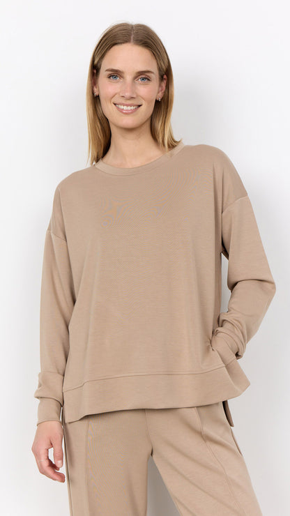 Premium soft split side sweatshirt | Camel | by Soya Concept