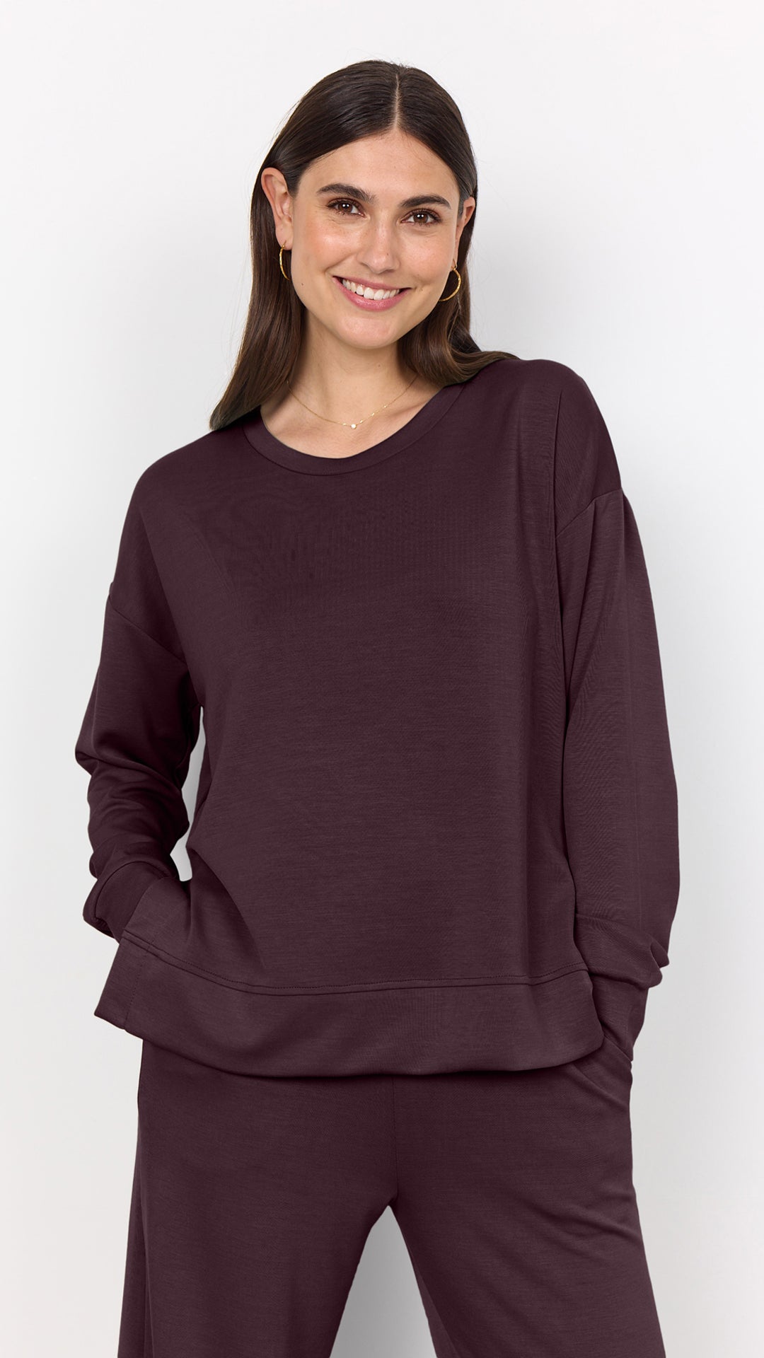 Premium soft split side sweatshirt | Chocolate Plum | by Soya Concept