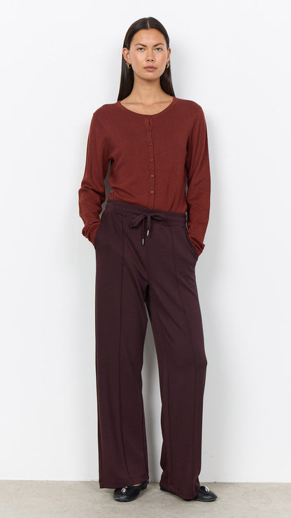Premium soft wide-leg drawstring pants | Chocolate Plum | by Soya Concept
