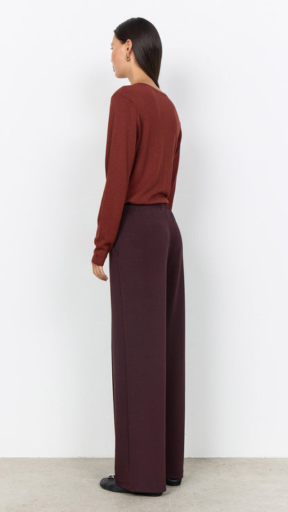 Premium soft wide-leg drawstring pants | Chocolate Plum | by Soya Concept