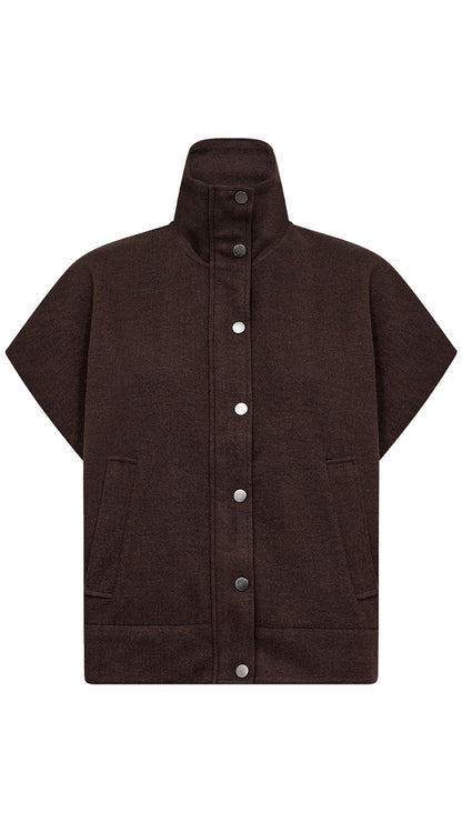 Cropped-sleeve jacket | Chocolate Plum | by Soya Concept