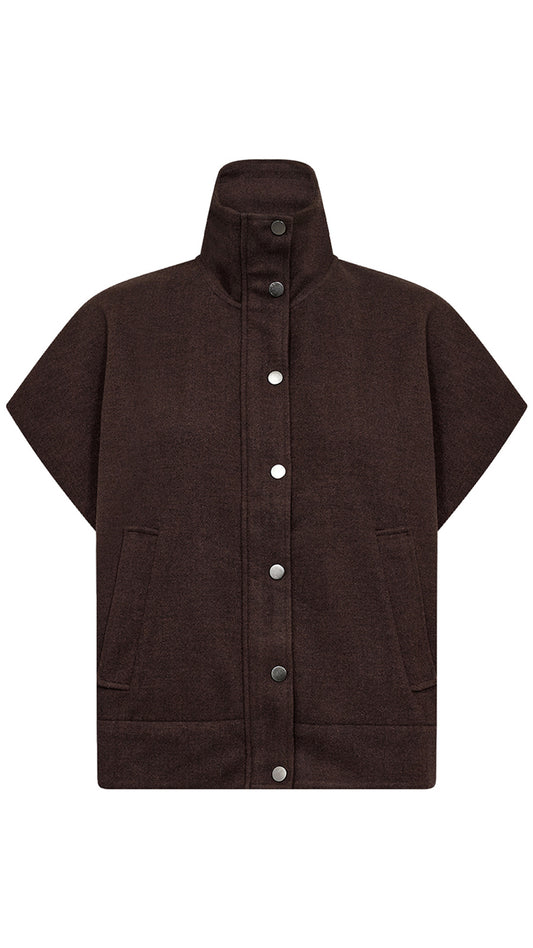 Cropped-sleeve jacket | Chocolate Plum | by Soya Concept