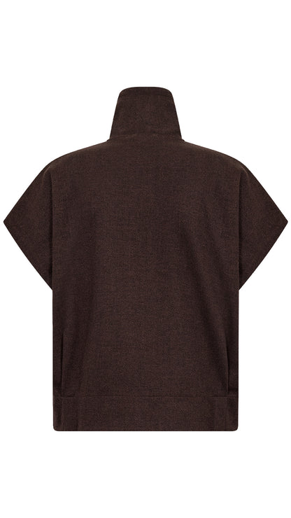 Cropped-sleeve jacket | Chocolate Plum | by Soya Concept