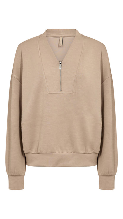 Premium soft quarter zip sweatshirt | Camel | by Soya Concept