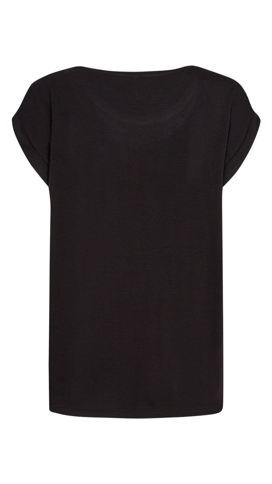 Satin front round neck jersey back top | Black | by Soya Concept