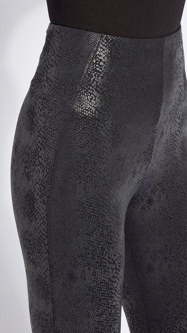 Pattern Vegan Leather Hi-Waist Lysse Leggings (Black Snake)