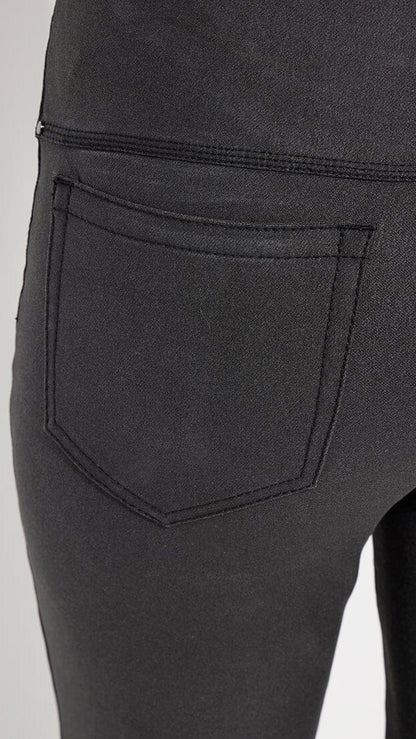 Leather-look bootcut denim Lysse leggings (Black)