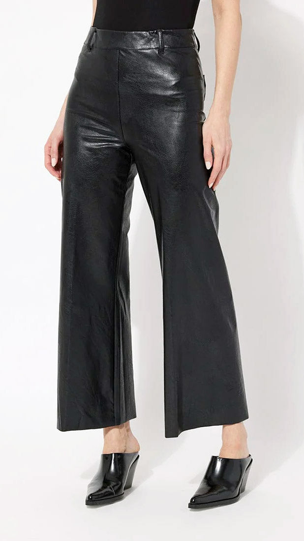 Wide-leg textured vegan leather Lysse pant (Kohl Black)