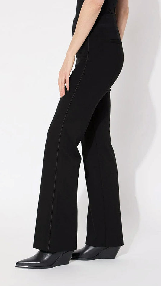 Ponte pull-on Lysse trouser w. satin piping (Black) - New for AW 24/25