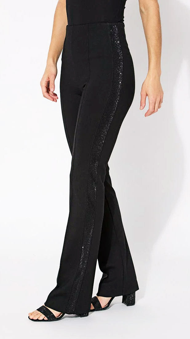 Rhinestone Ponte Lysse pull-on Trouser (Black/Jet) - New for AW 24/25