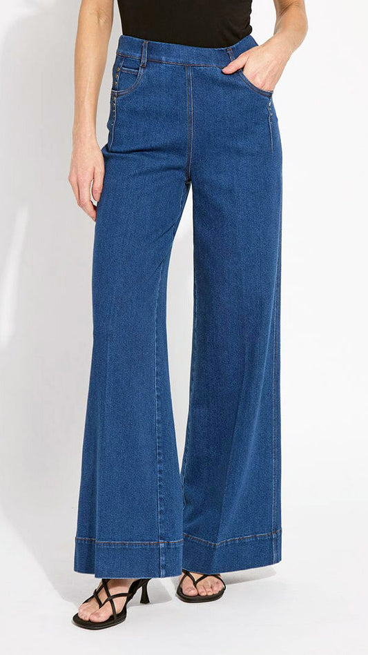 Studded wide leg eco-denim pants | Dark midwash | by Lysse NY | new! AW25/6