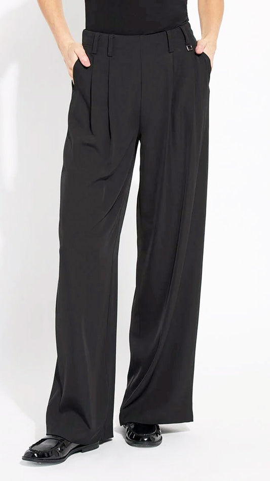 Pleated wide leg woven trouser | Black | by Lysse NY | new! AW25