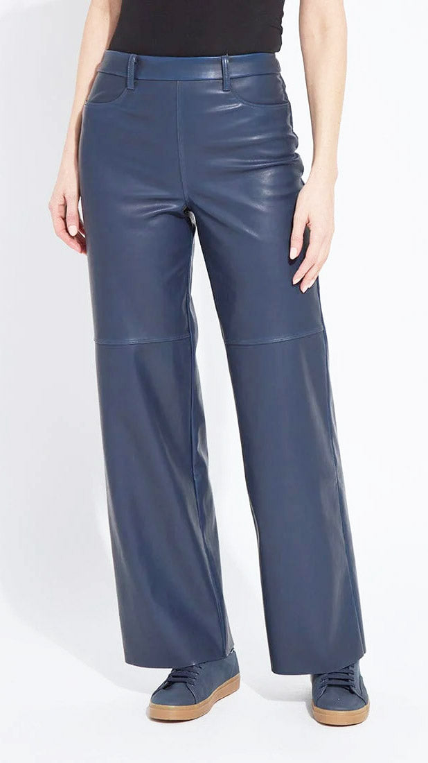 Wide leg vegan leather pants | Deep Blue | by Lysse NY | new! AW25