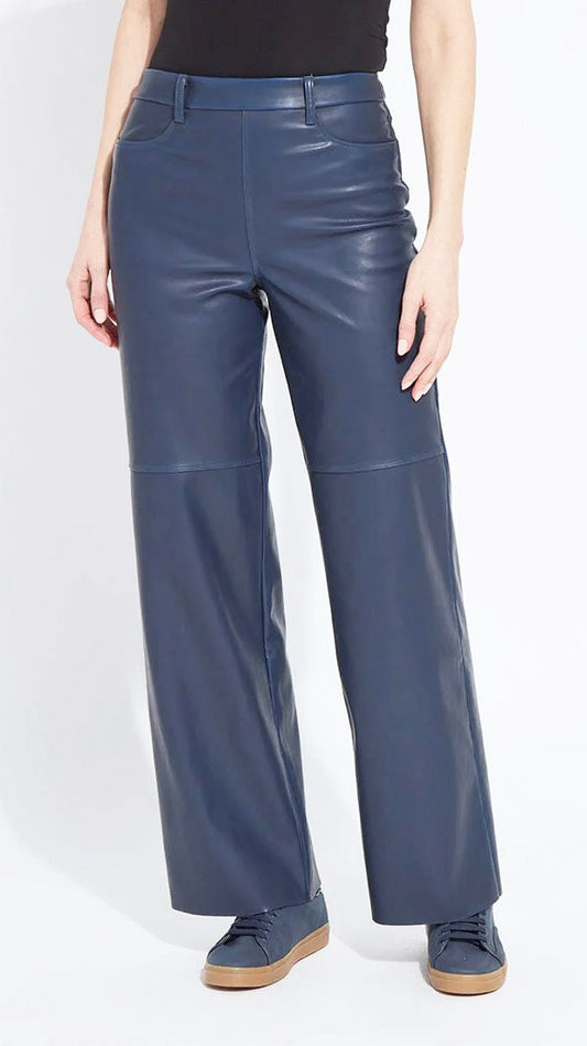 Wide leg vegan leather pants | Deep Blue | by Lysse NY | new! AW25