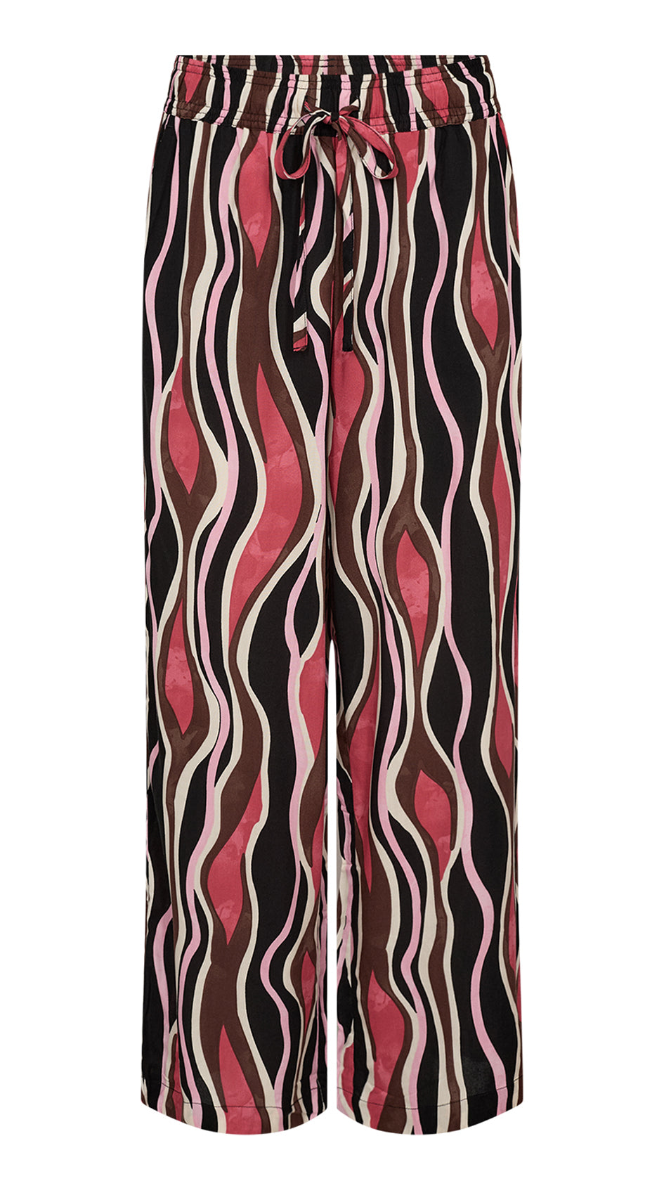 Print pull-on wide-leg trousers | Pink | by Soya Concept