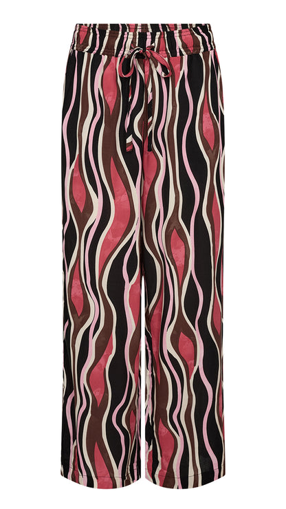 Print pull-on wide-leg trousers | Pink | by Soya Concept