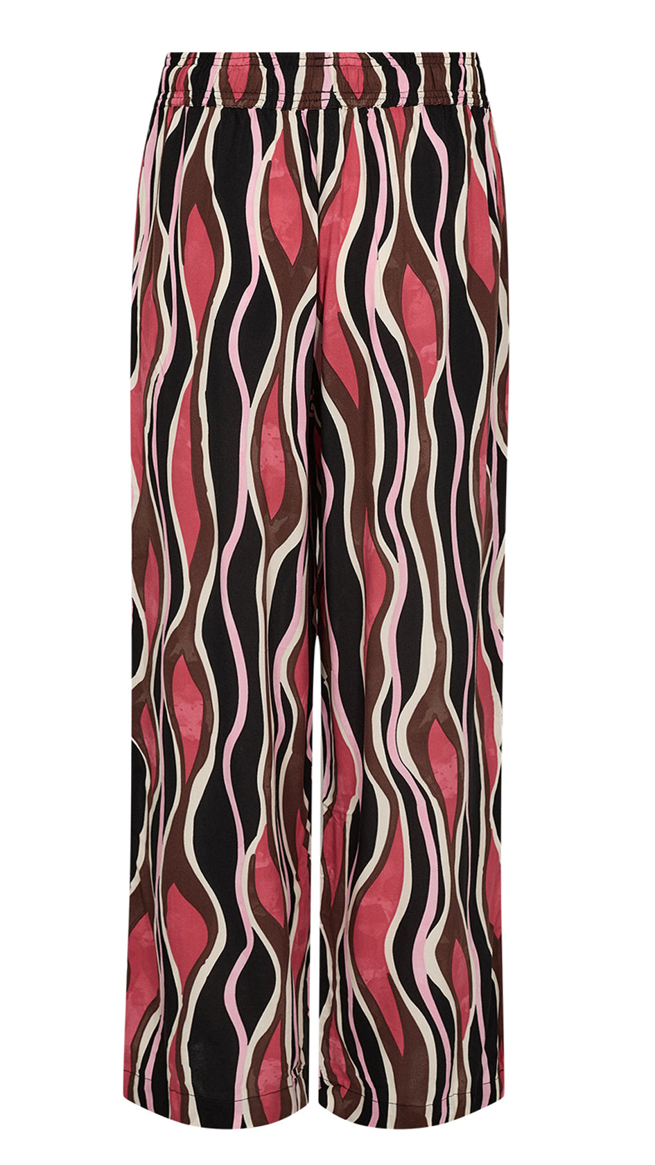 Print pull-on wide-leg trousers | Pink | by Soya Concept