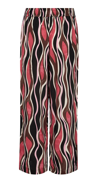 Print pull-on wide-leg trousers | Pink | by Soya Concept