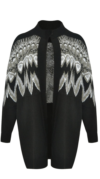 Lurex knitted print midi cardigan by Mat | Black