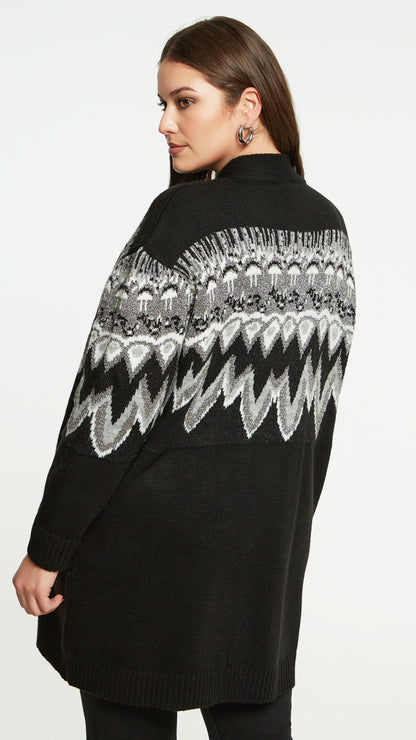 Lurex knitted print midi cardigan by Mat | Black