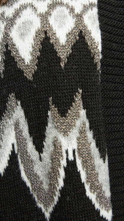 Lurex knitted print midi cardigan by Mat | Black